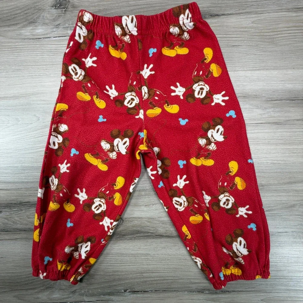 Kids Red Mickey Mouse Fleece Pajama Pants Sleepwear Bottoms Size‎ 2T